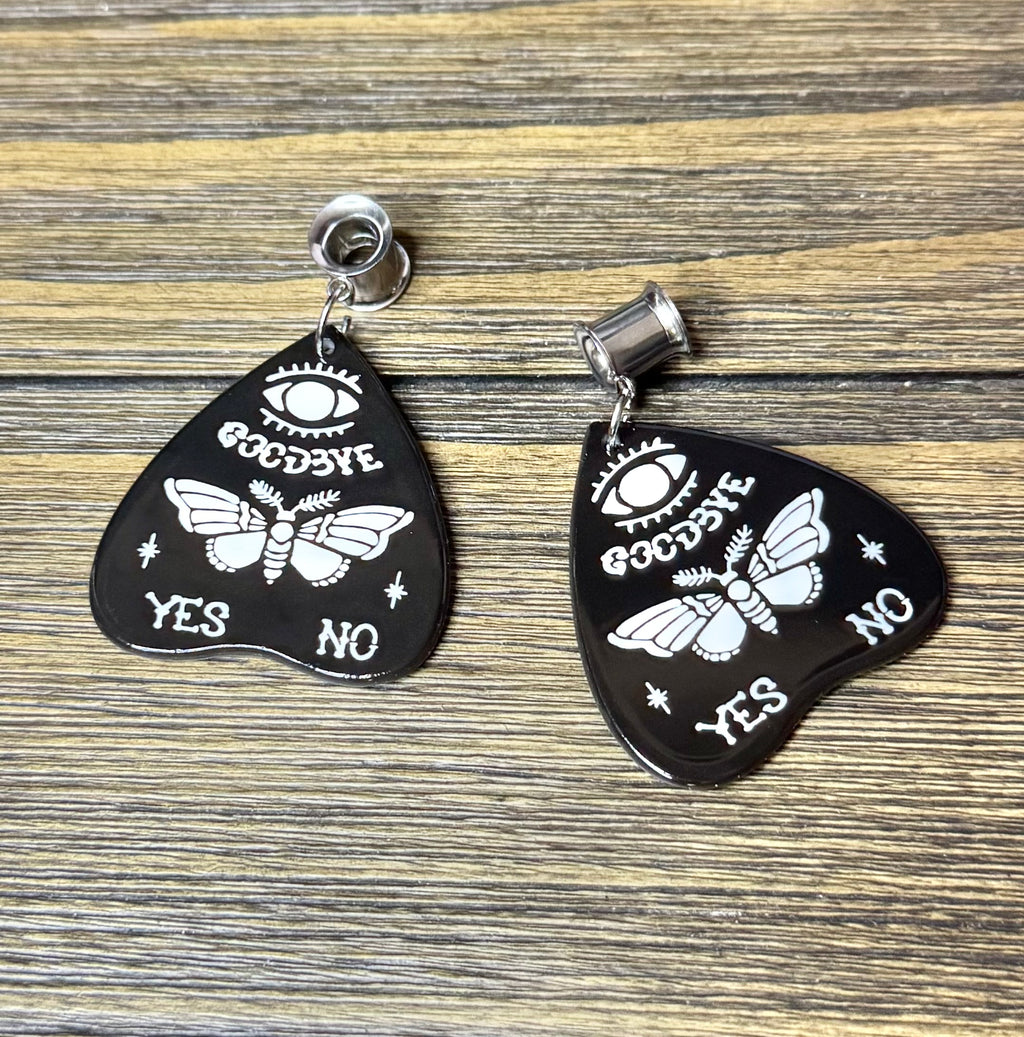 Death Moth Ouija Dangle Ear Tunnels