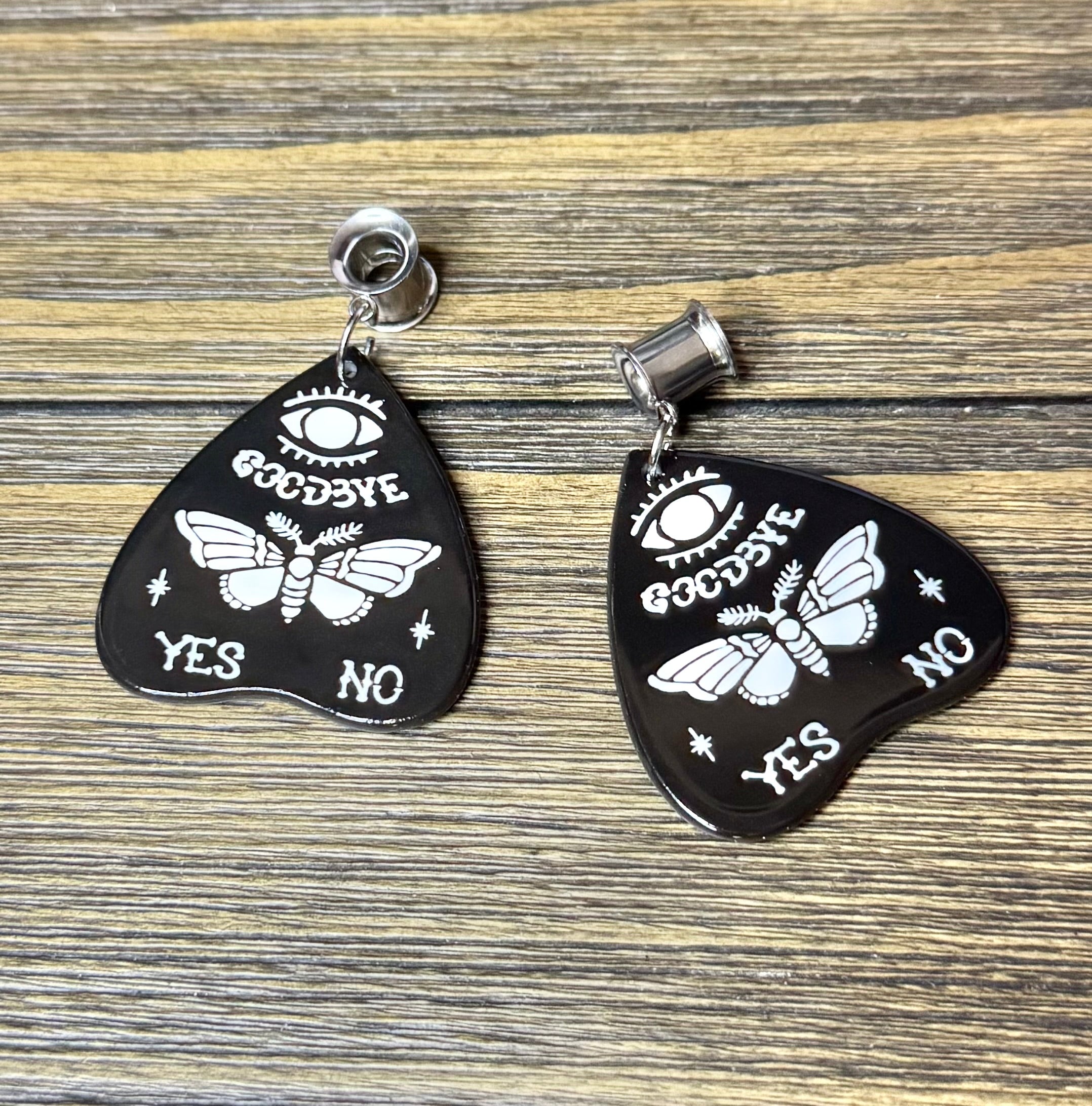Death Moth Ouija Dangle Ear Tunnels