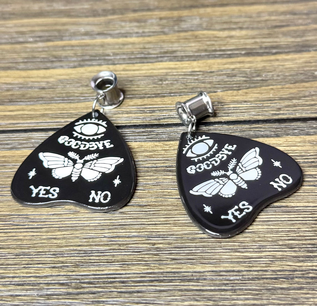 Death Moth Ouija Dangle Ear Tunnels