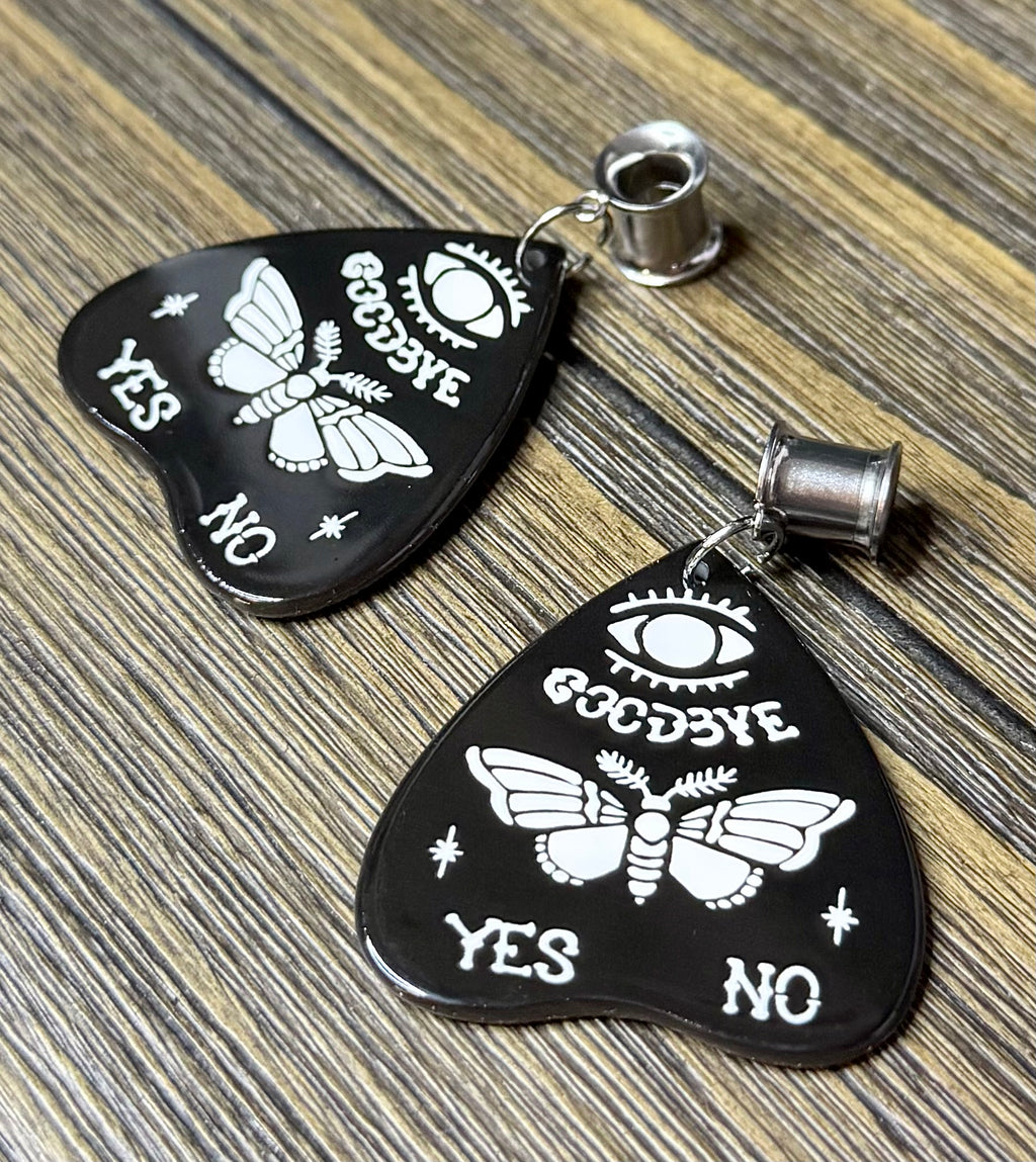 Death Moth Ouija Dangle Ear Tunnels