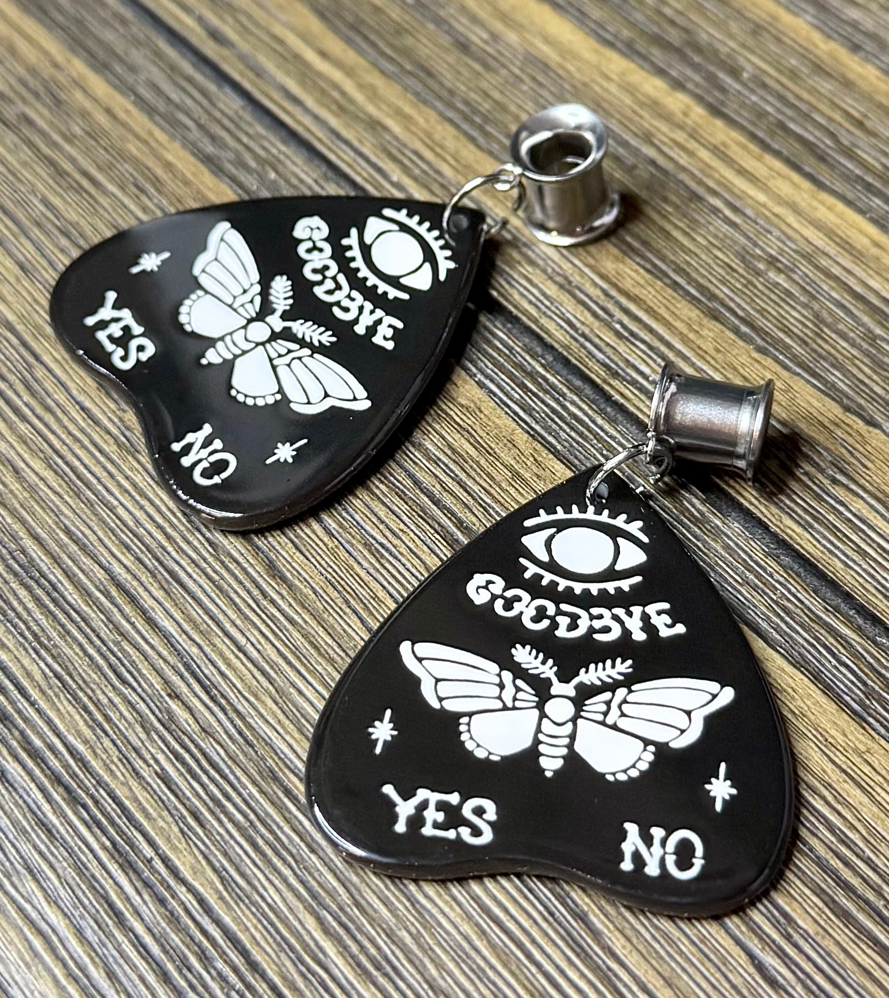 Death Moth Ouija Dangle Ear Tunnels
