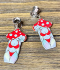 Mushroom Girl in Bikini Dangle Ear Tunnels