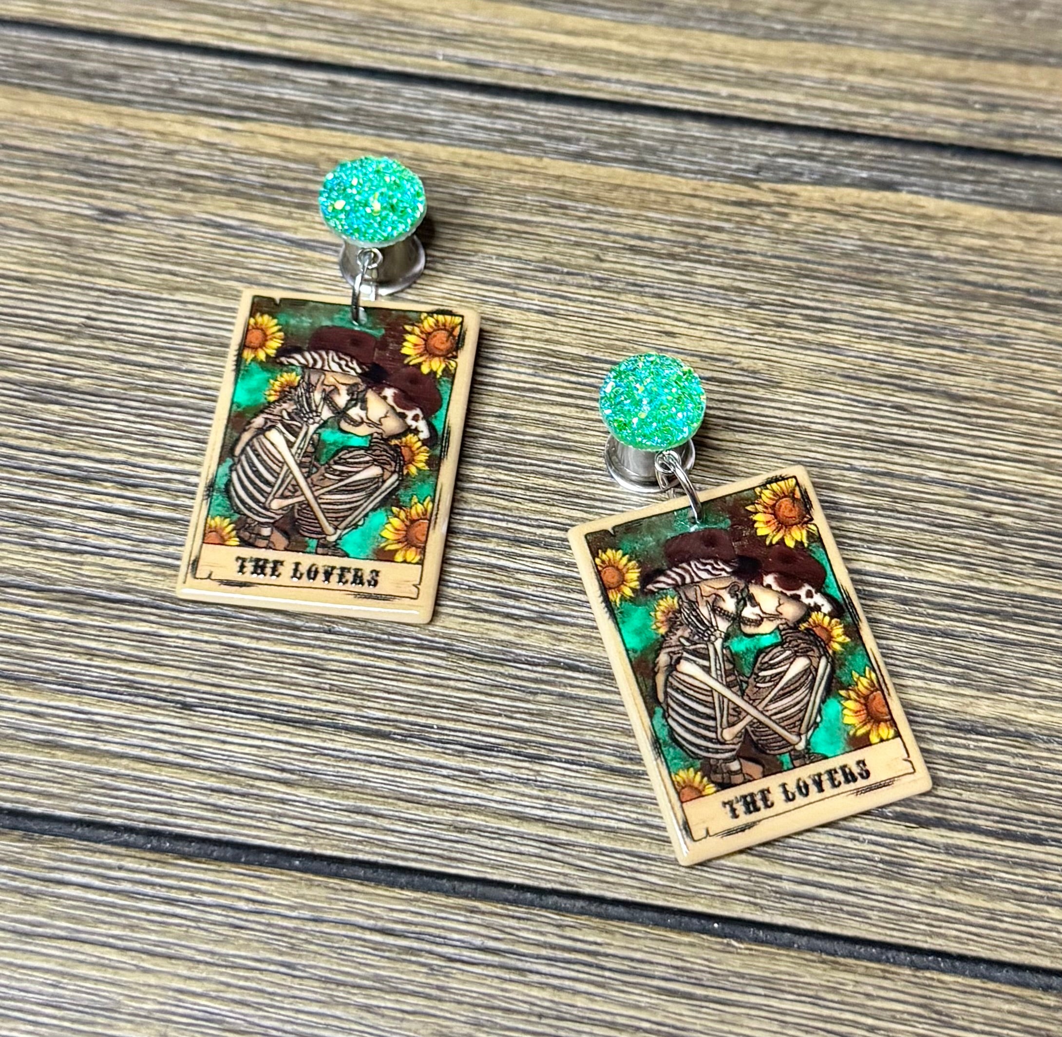 The Lovers Tarot Cards Dangle Ear Tunnels