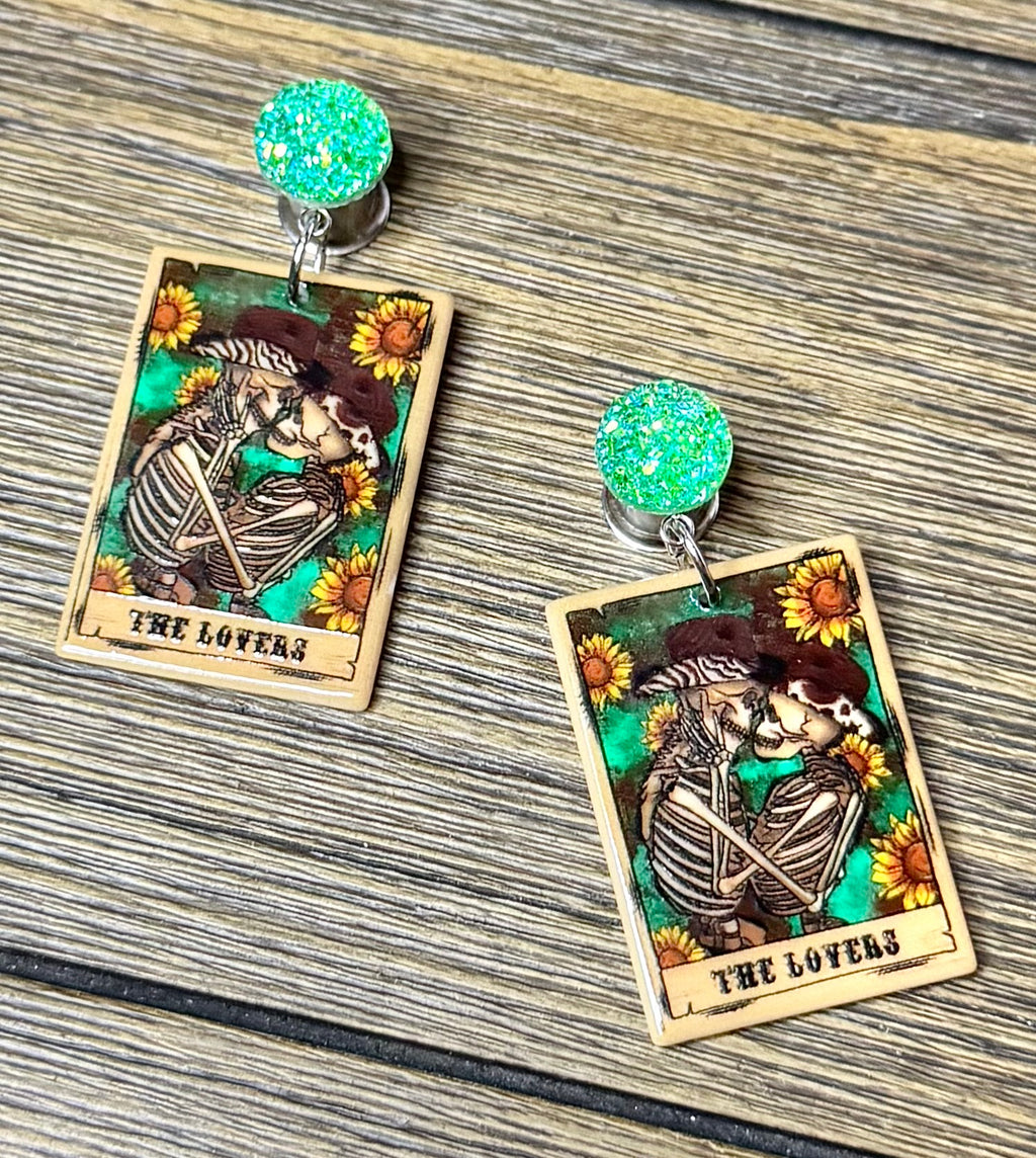 The Lovers Tarot Cards Dangle Ear Tunnels