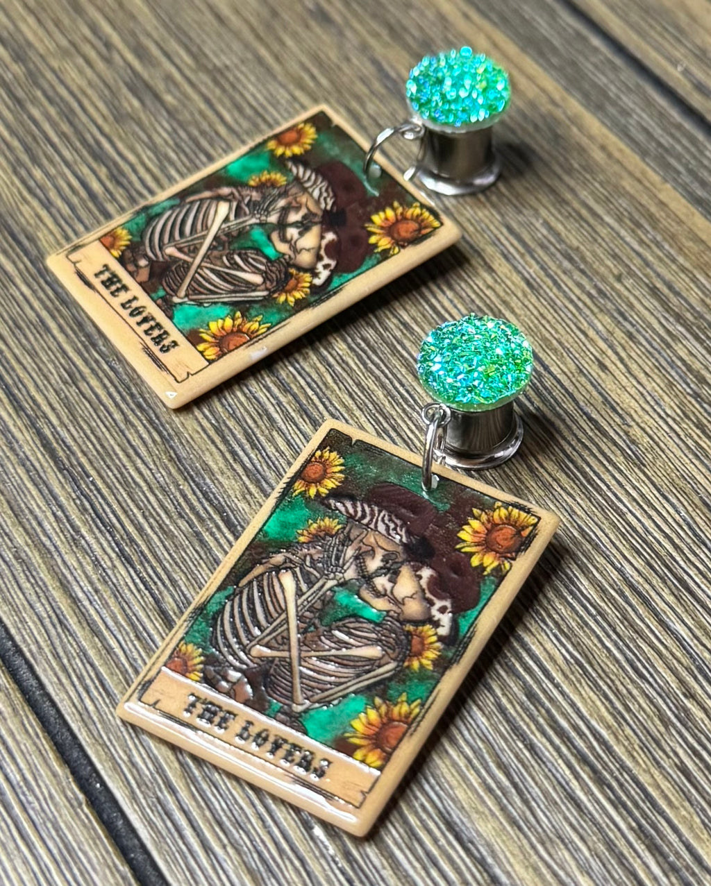 The Lovers Tarot Cards Dangle Ear Tunnels