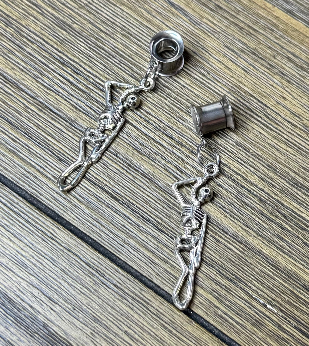 Hanging Skeleton Dangle Ear Tunnels