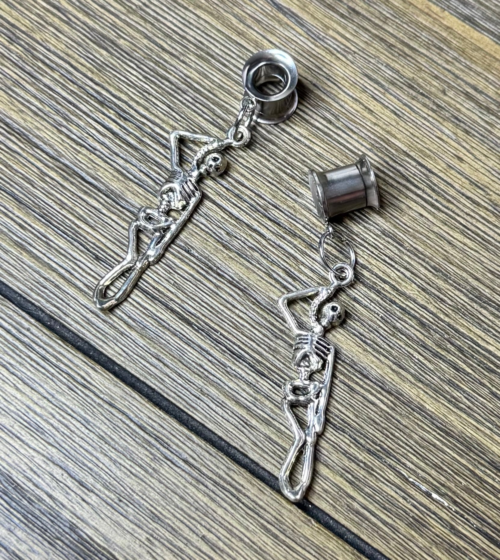 Hanging Skeleton Dangle Ear Tunnels