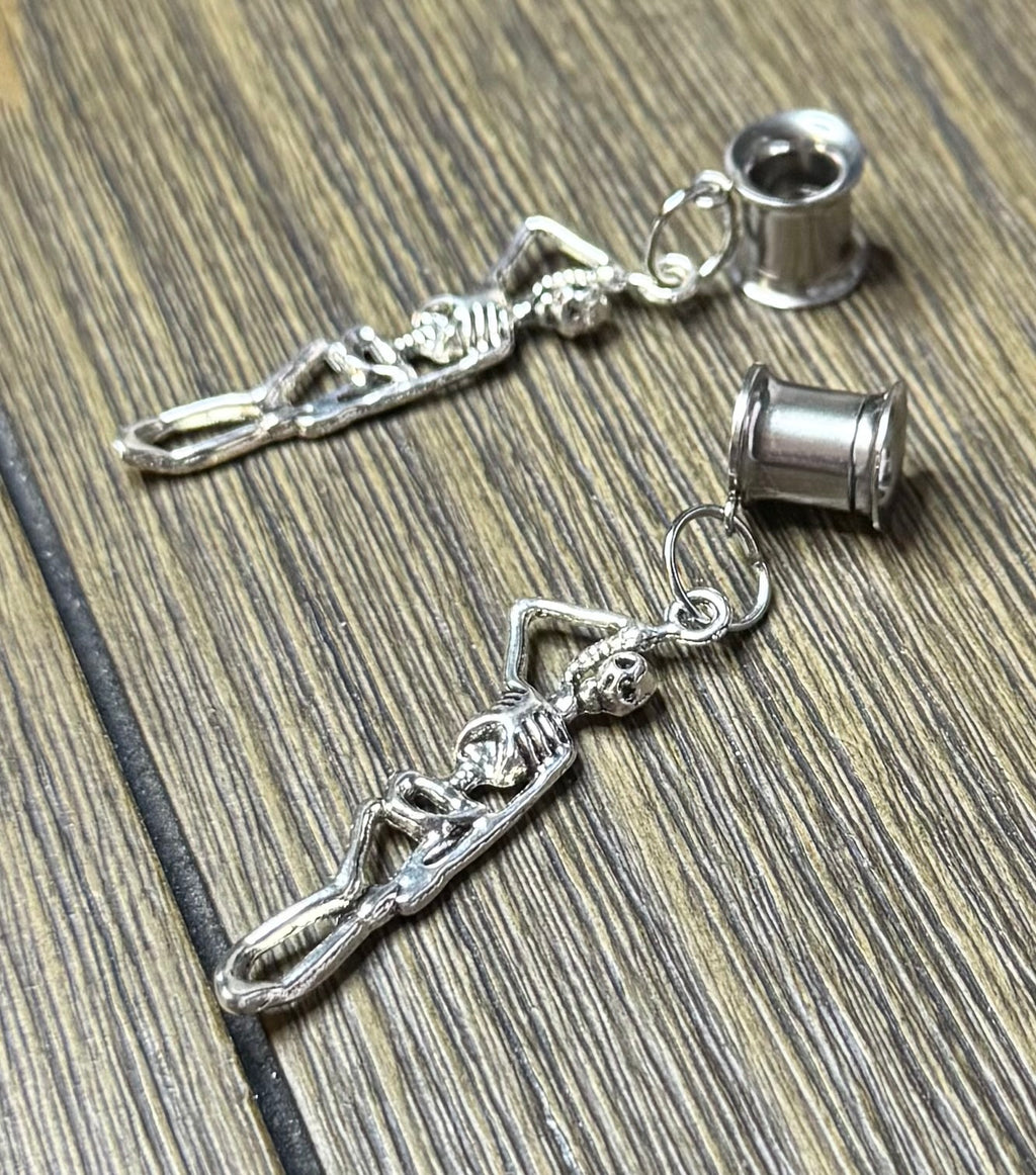 Hanging Skeleton Dangle Ear Tunnels