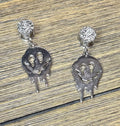 Melting Smiley with Silver Druzy Dangle Ear Tunnels