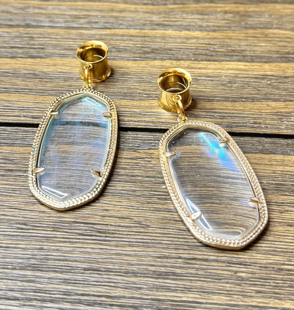 Repurposed Kendra Scott Iridescent Stone Dangle Ear Tunnels