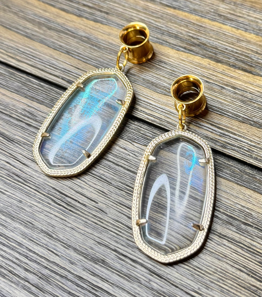 Repurposed Kendra Scott Iridescent Stone Dangle Ear Tunnels
