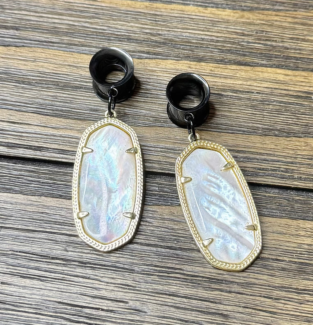 Repurposed Kendra Scott Pearl Stone Dangle Ear Tunnels