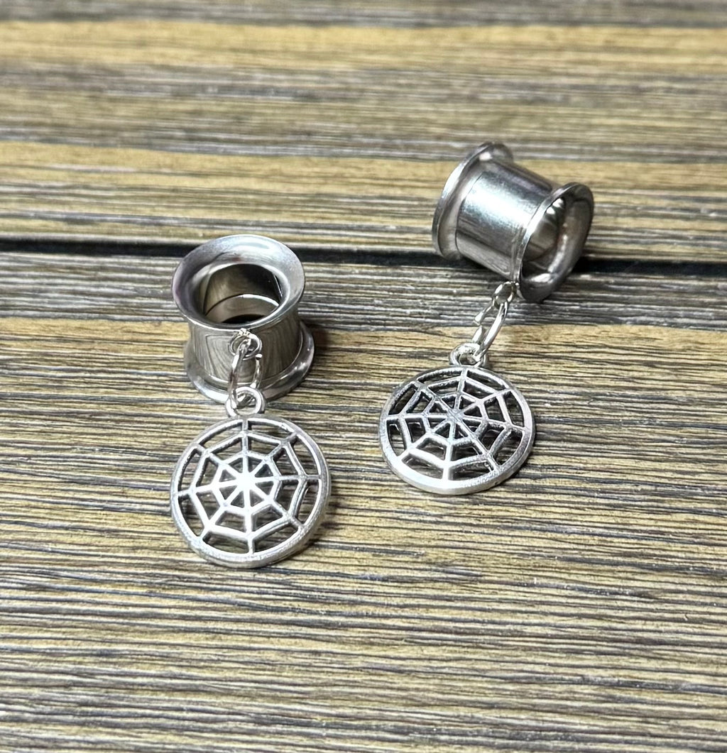 Small Spider Web Dangle Ear Tunnels