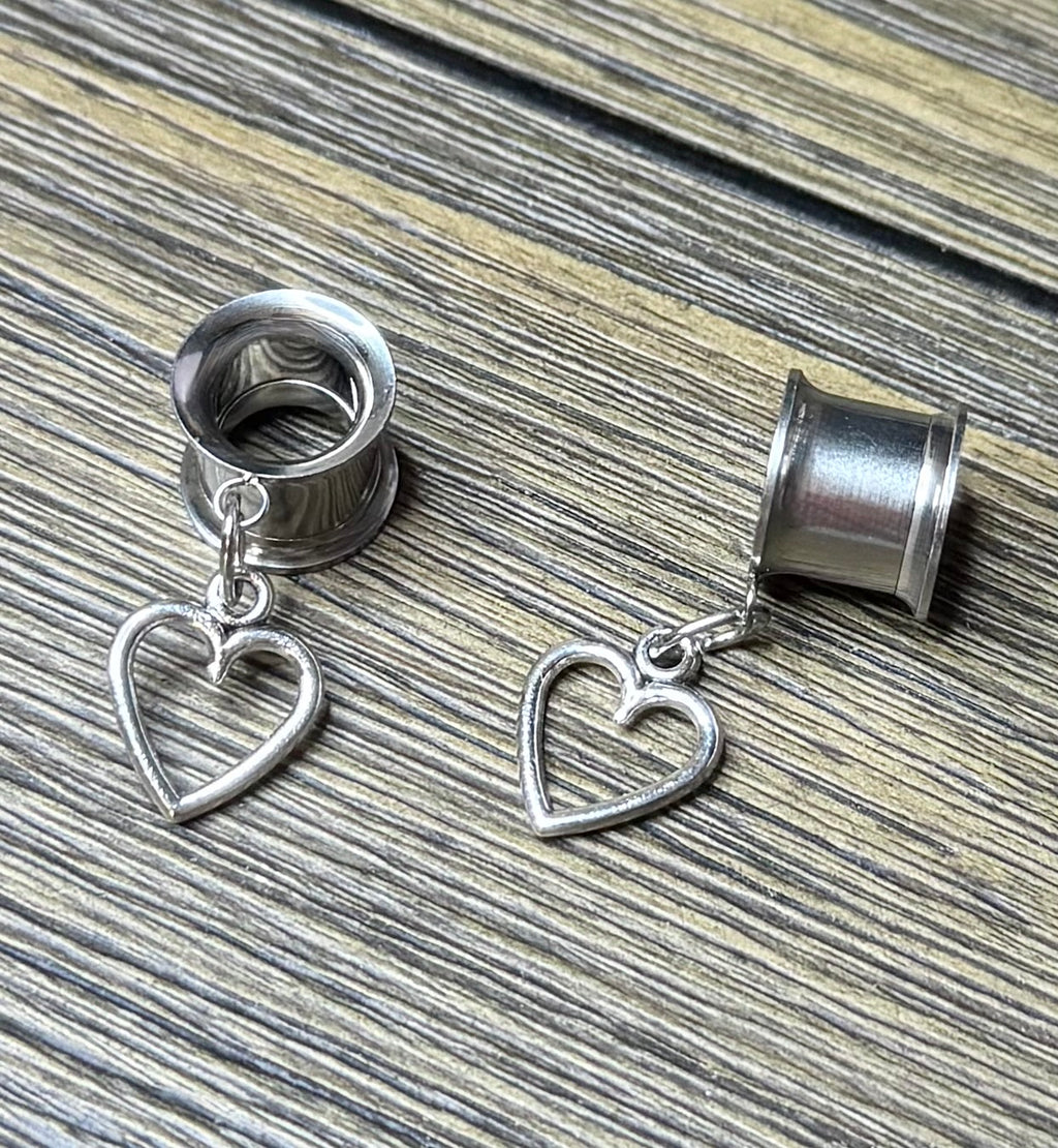 Small Heart Dangle Ear Tunnels