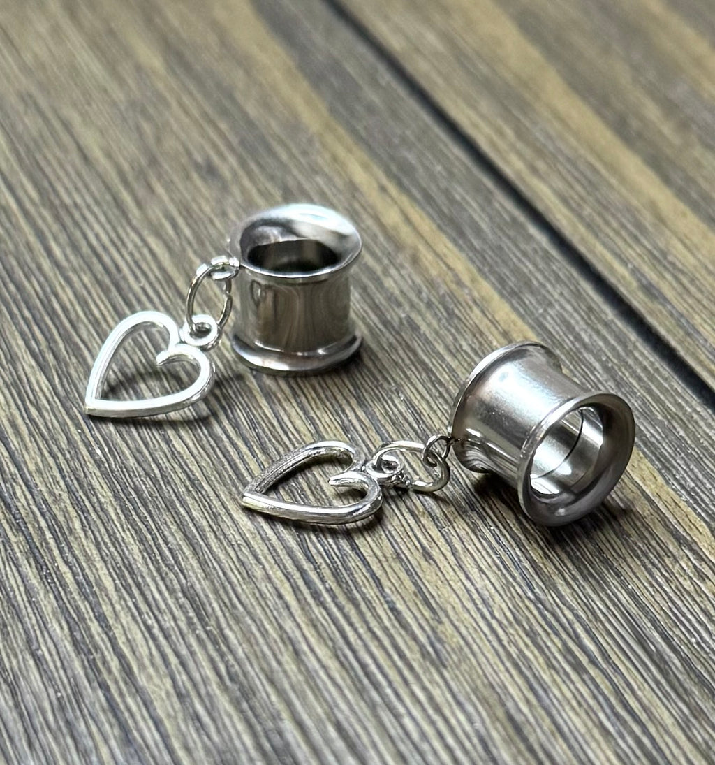 Small Heart Dangle Ear Tunnels