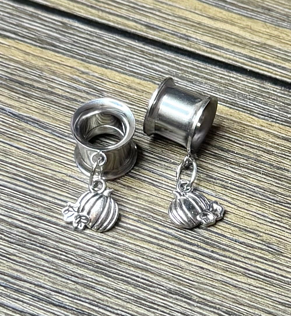 Tiny Pumpkin Dangle Ear Tunnels