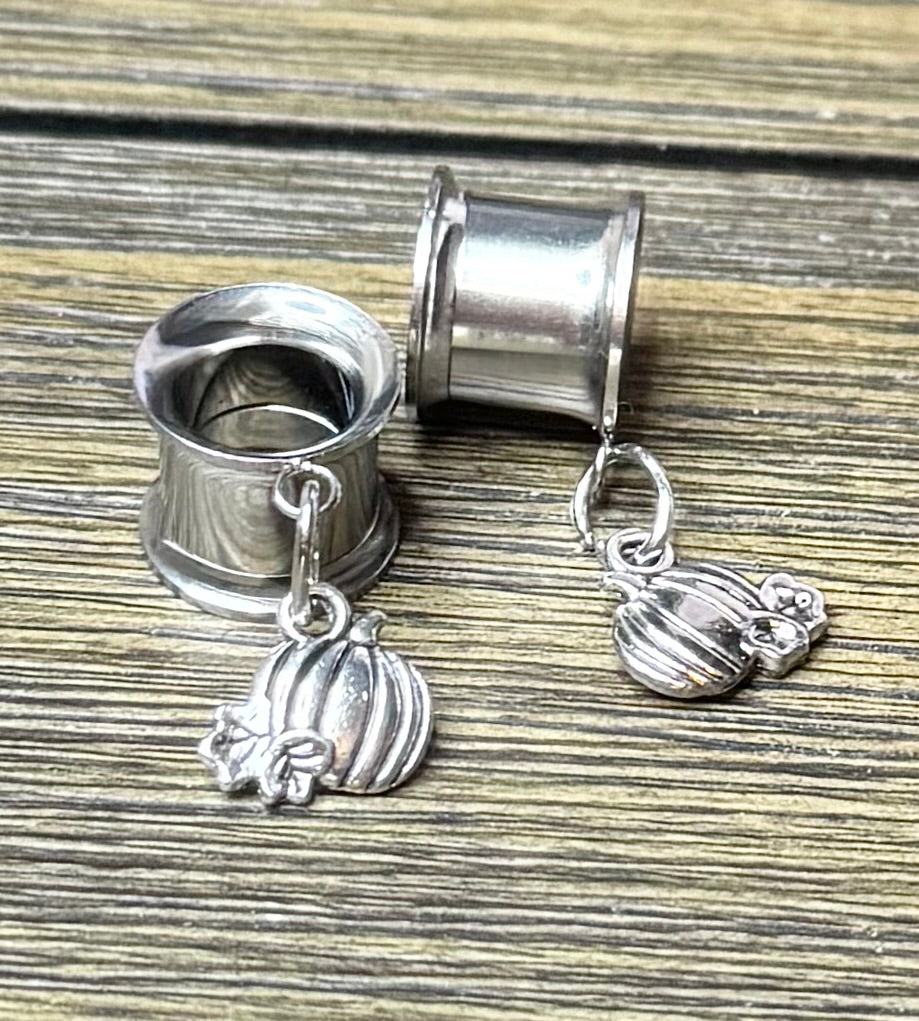 Tiny Pumpkin Dangle Ear Tunnels
