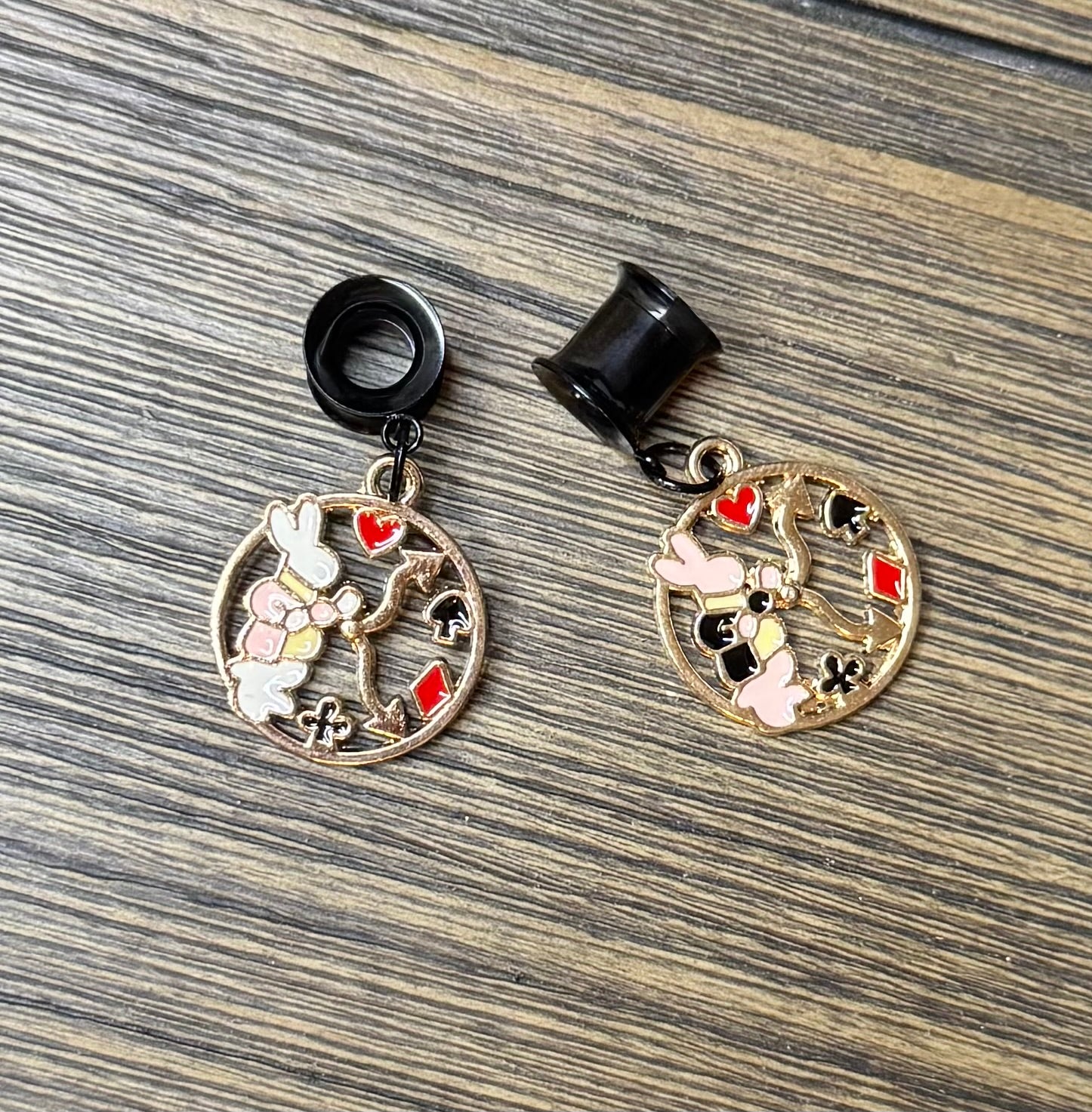 Alice Inspired Dangle Ear Tunnels