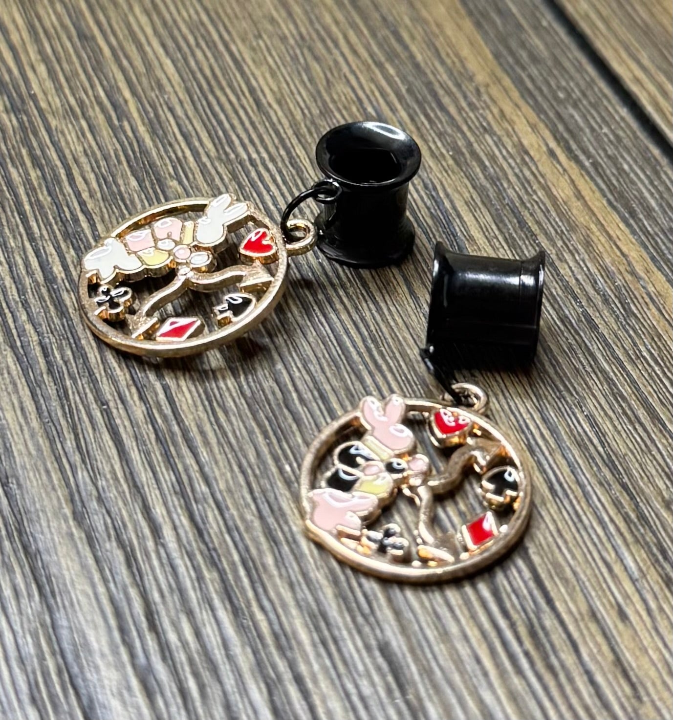 Alice Inspired Dangle Ear Tunnels