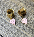 Pink Diamond Dangle Ear Tunnels