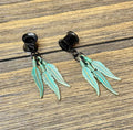 Teal Feathers Dangle Ear Tunnels