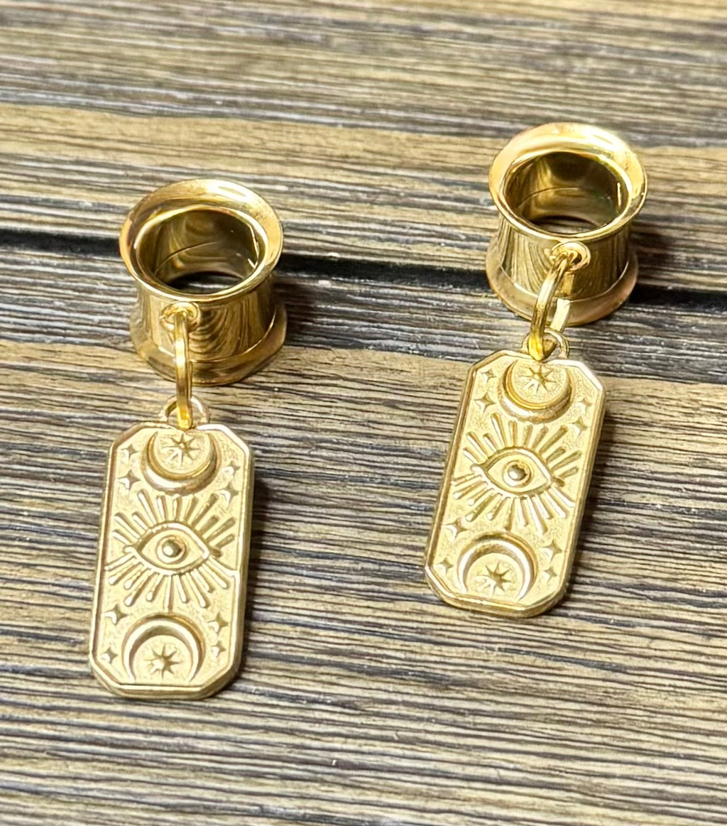 Evil Eye and Moons Dangle Ear Tunnels