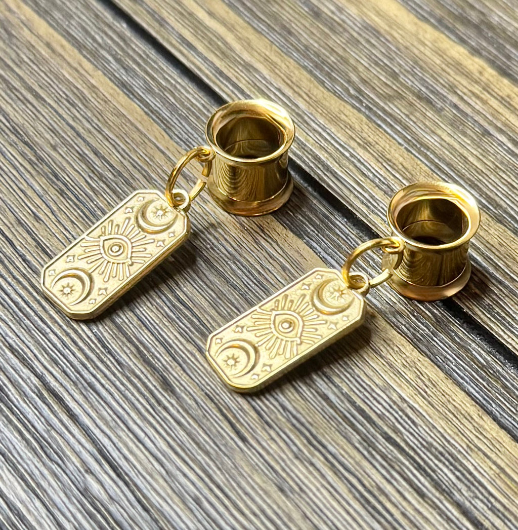 Evil Eye and Moons Dangle Ear Tunnels
