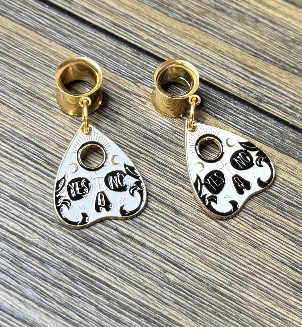 Ouija Skull Face Dangle Ear Tunnels