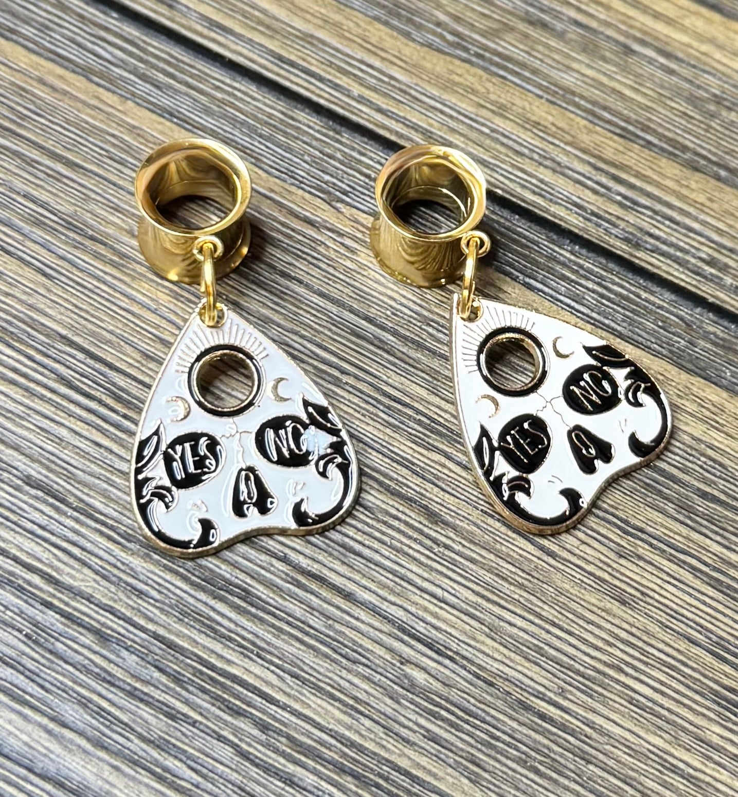 Ouija Skull Face Dangle Ear Tunnels