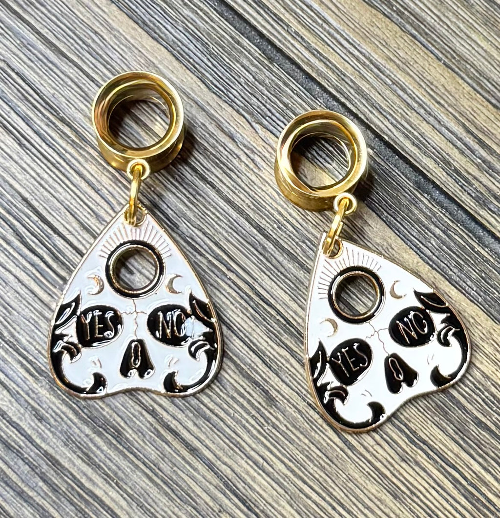 Ouija Skull Face Dangle Ear Tunnels