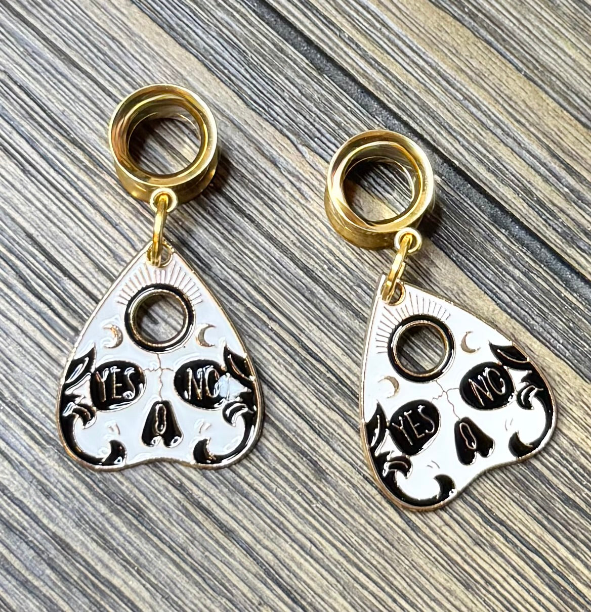 Ouija Skull Face Dangle Ear Tunnels