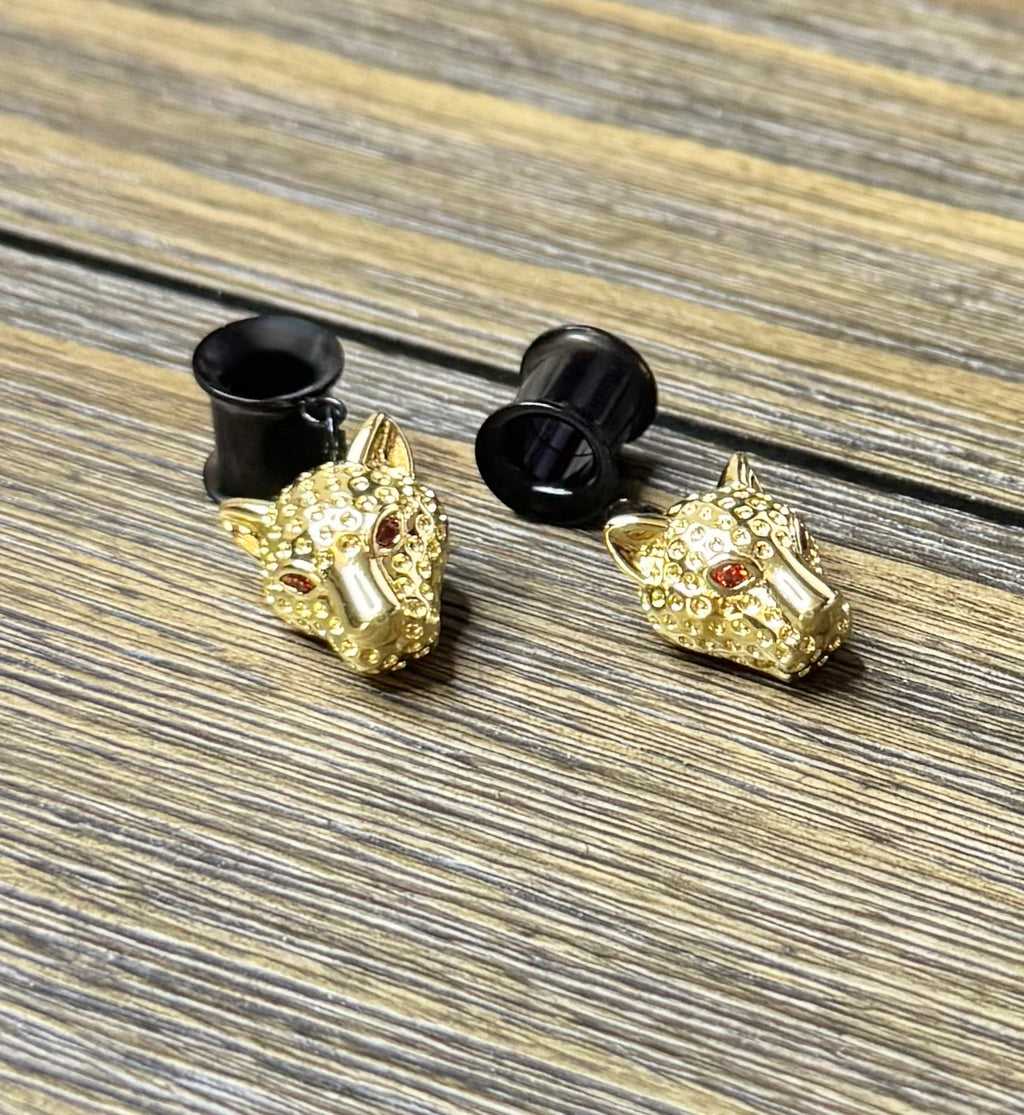 Leopard Head Dangle Ear Tunnels