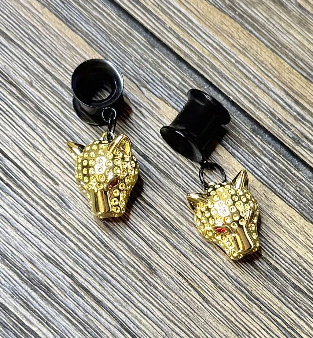 Leopard Head Dangle Ear Tunnels