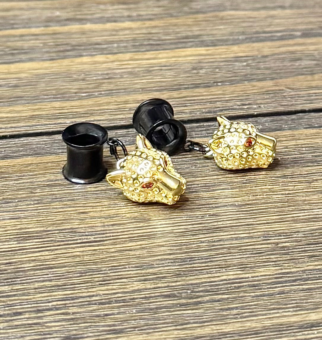 Leopard Head Dangle Ear Tunnels