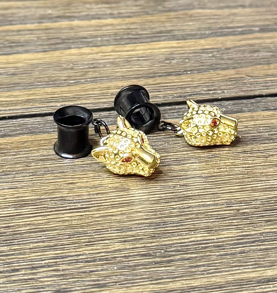 Leopard Head Dangle Ear Tunnels