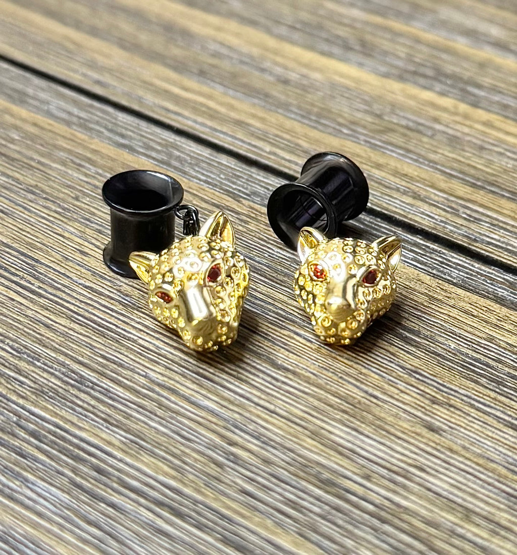 Leopard Head Dangle Ear Tunnels