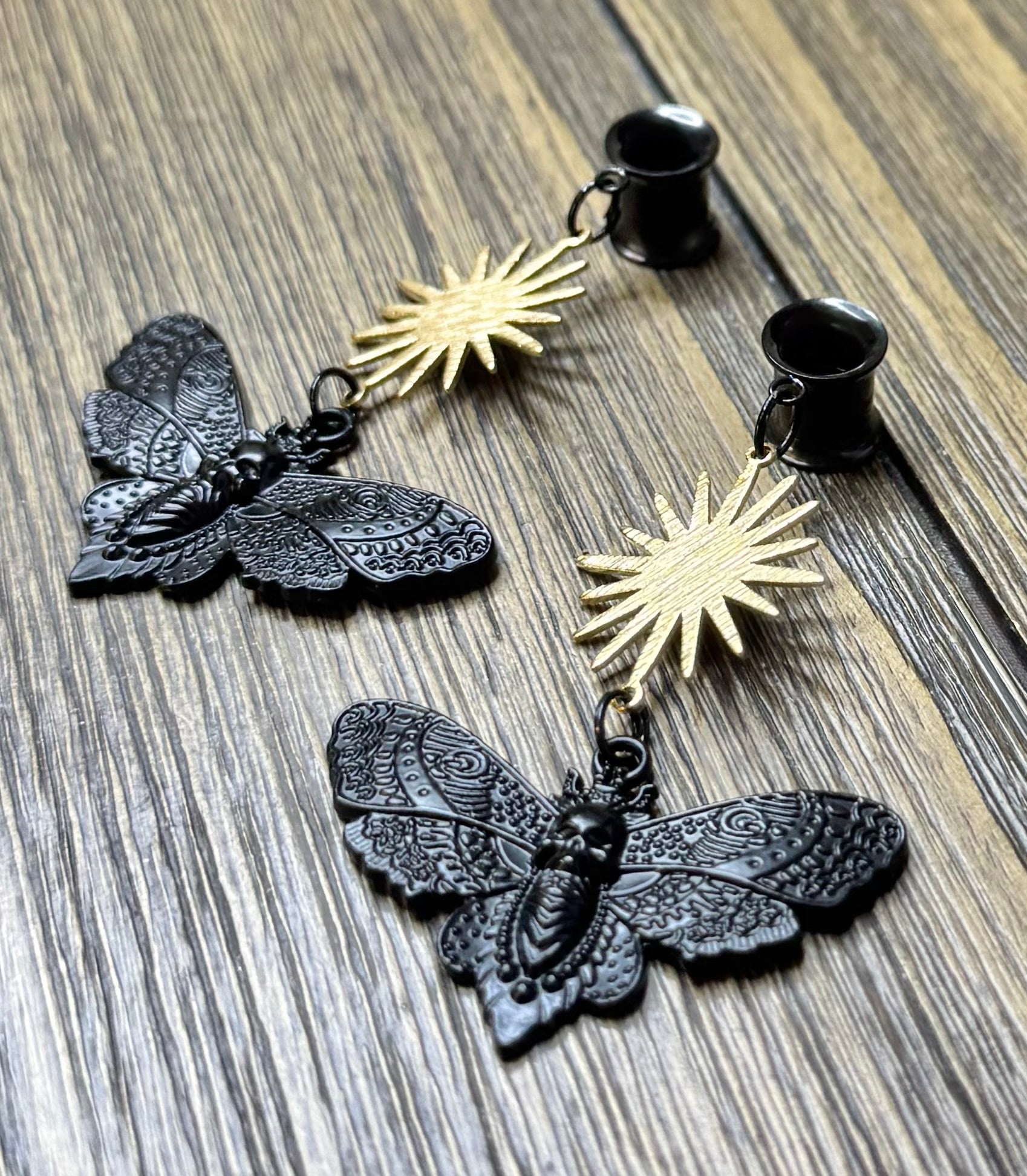 Sunburst Death Moth Dangle Ear Tunnels