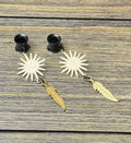 Sunburst Feathers Dangle Ear Tunnels
