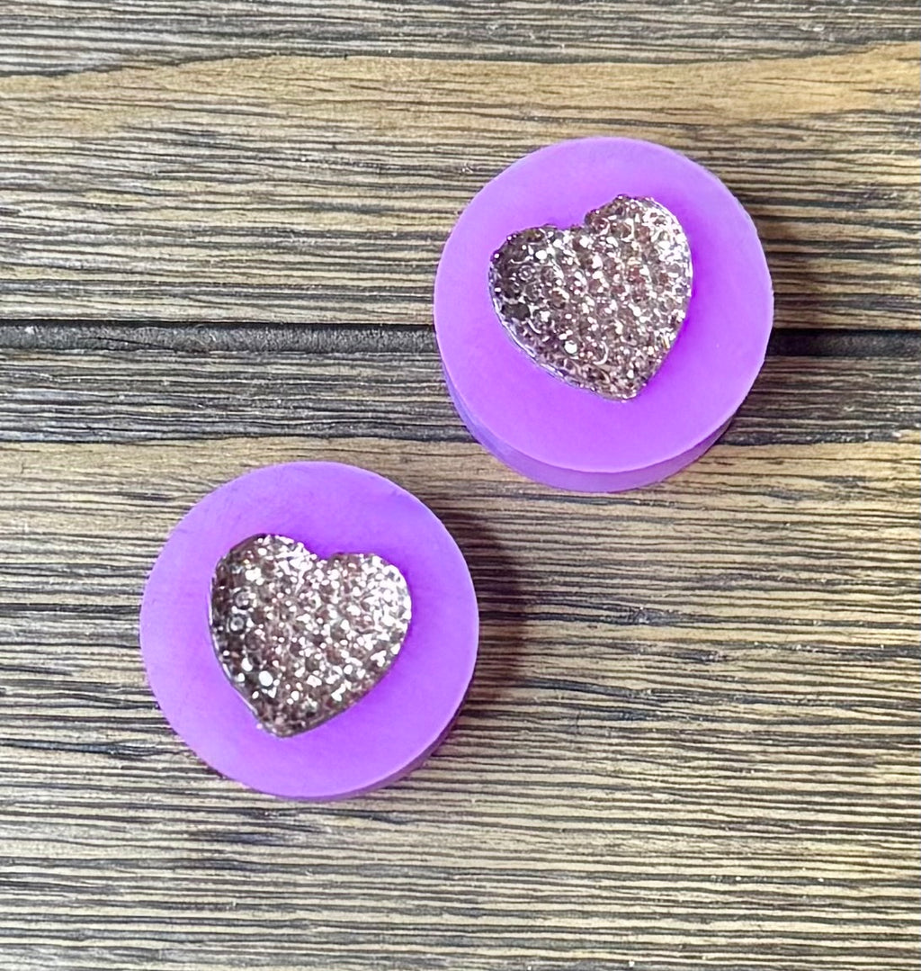Taupe Iridescent Heart Ear Plugs