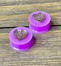 Taupe Iridescent Heart Ear Plugs