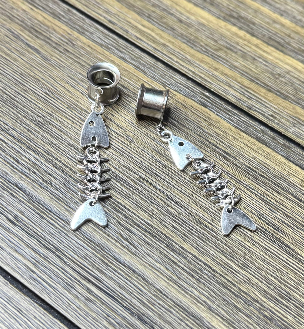 Fish Bones Dangle Ear Tunnels