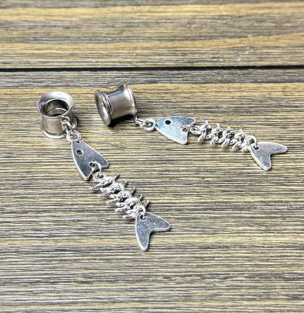 Fish Bones Dangle Ear Tunnels