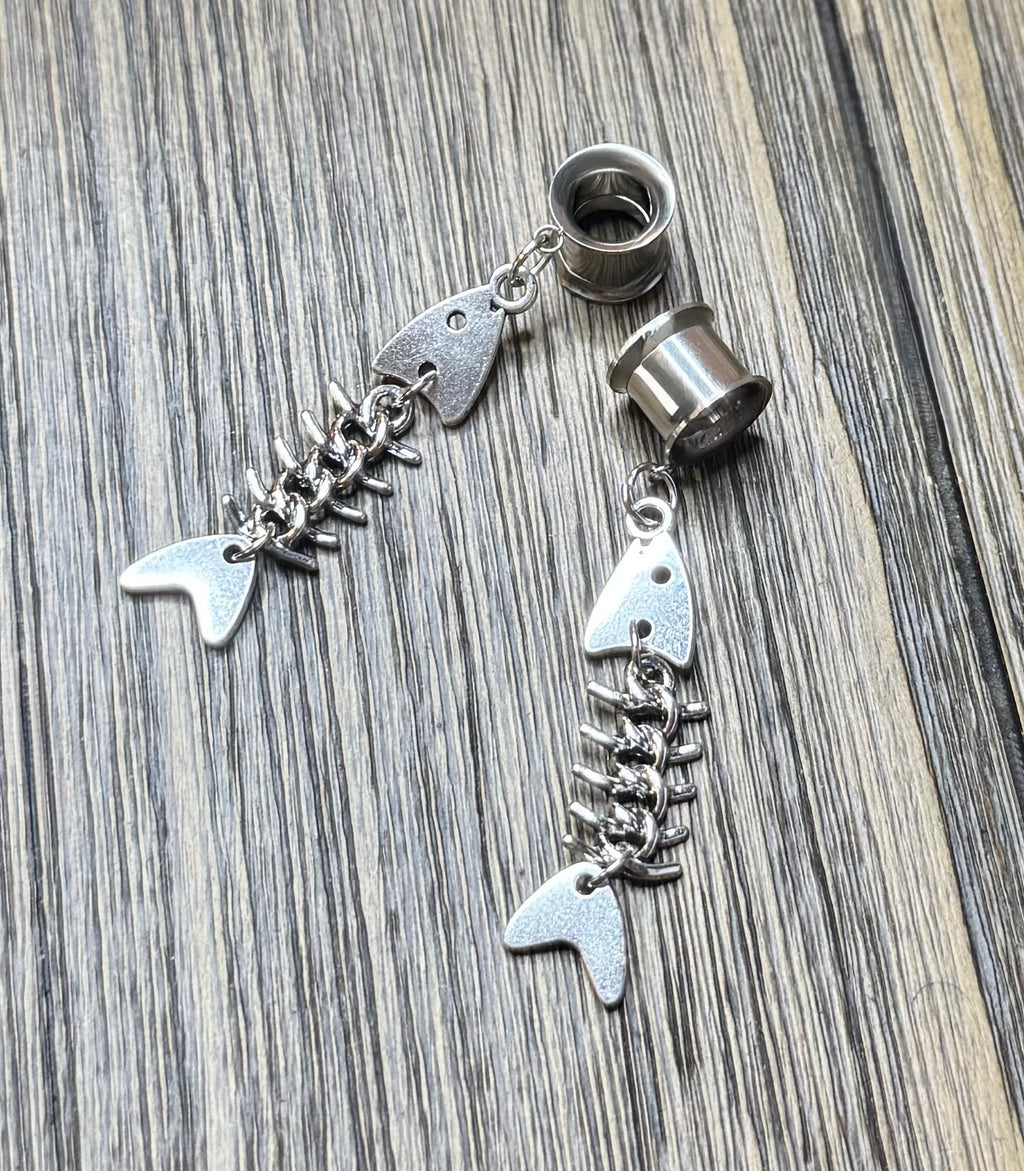 Fish Bones Dangle Ear Tunnels