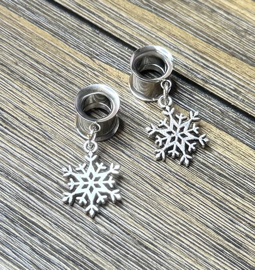 Christmas Snowflake Dangle Ear Tunnels