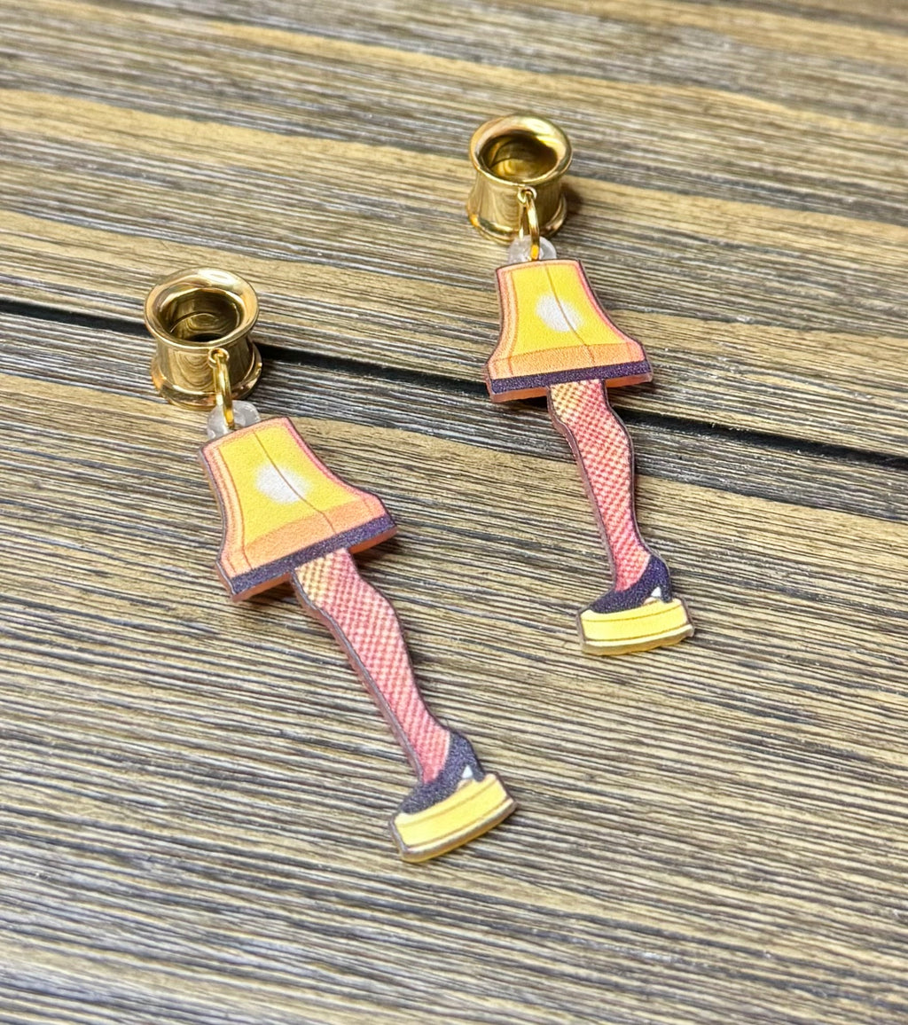 Christmas Leg Lamp Dangle Ear Tunnels
