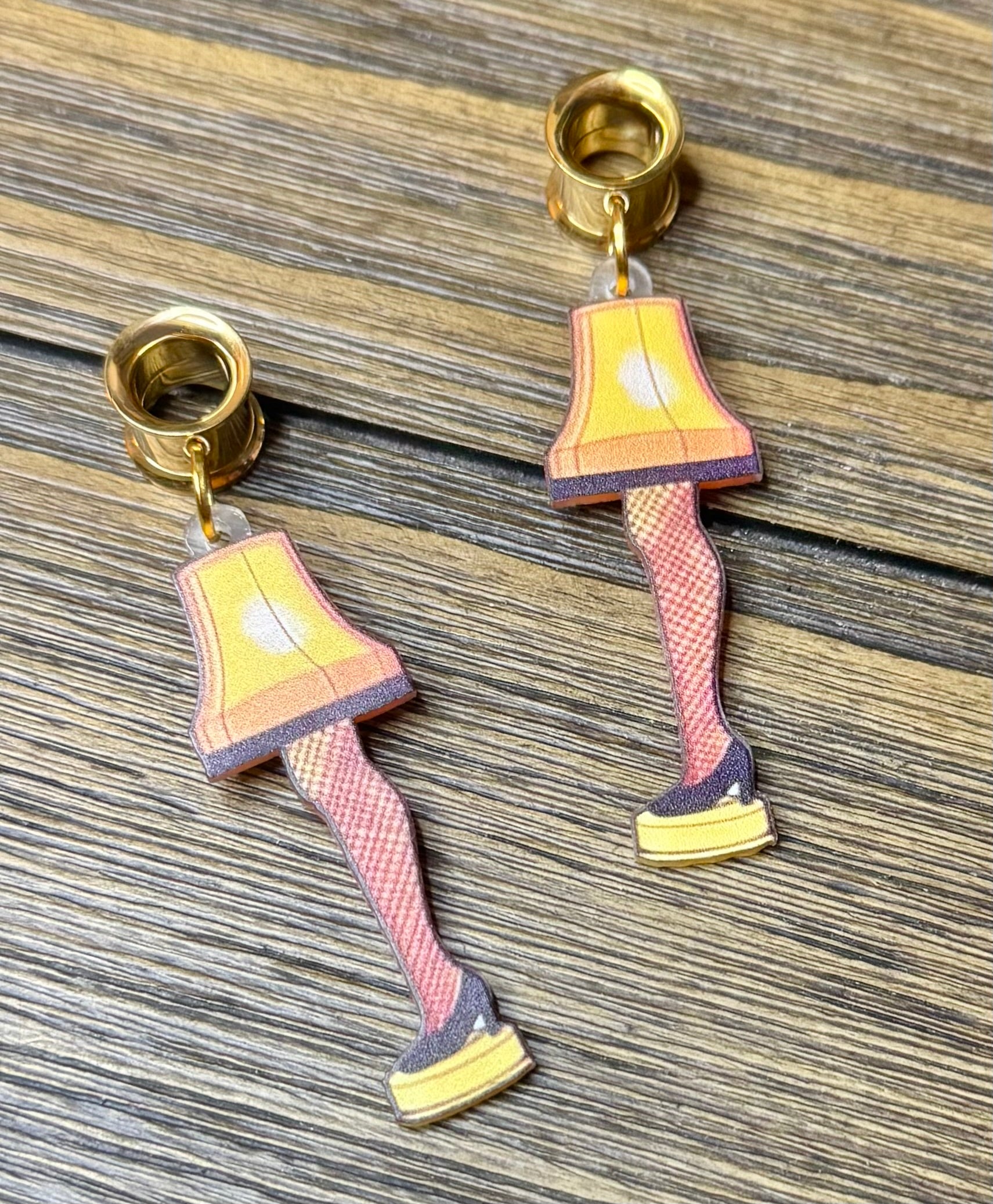 Christmas Leg Lamp Dangle Ear Tunnels