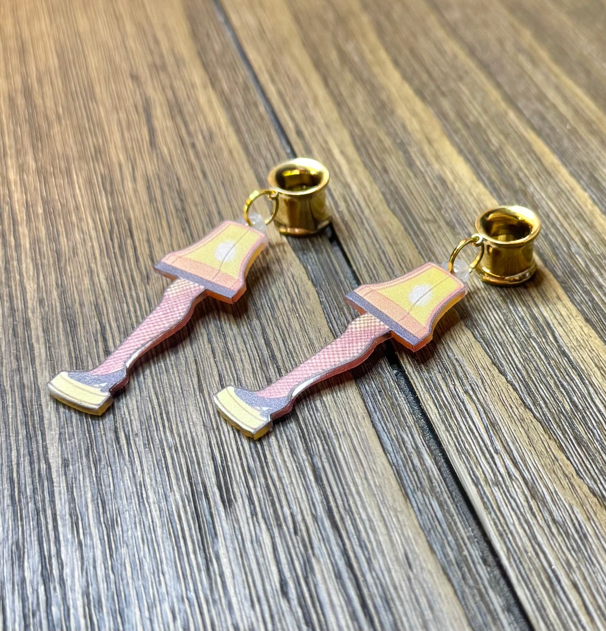 Christmas Leg Lamp Dangle Ear Tunnels