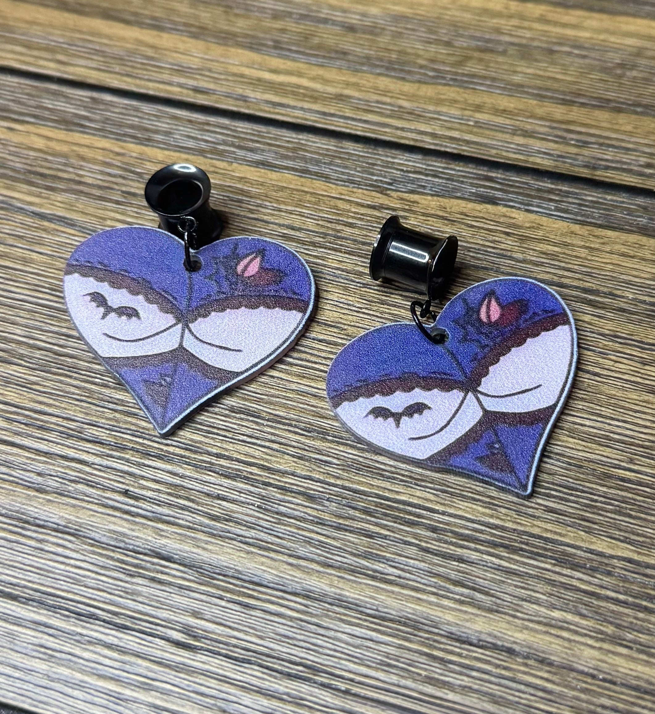 Goth Girl Butt Dangle Ear Tunnels