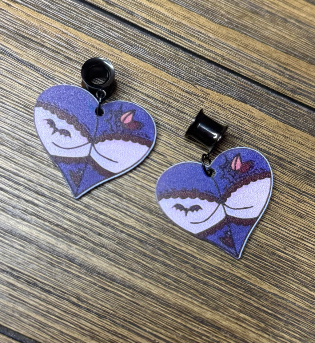 Goth Girl Butt Dangle Ear Tunnels