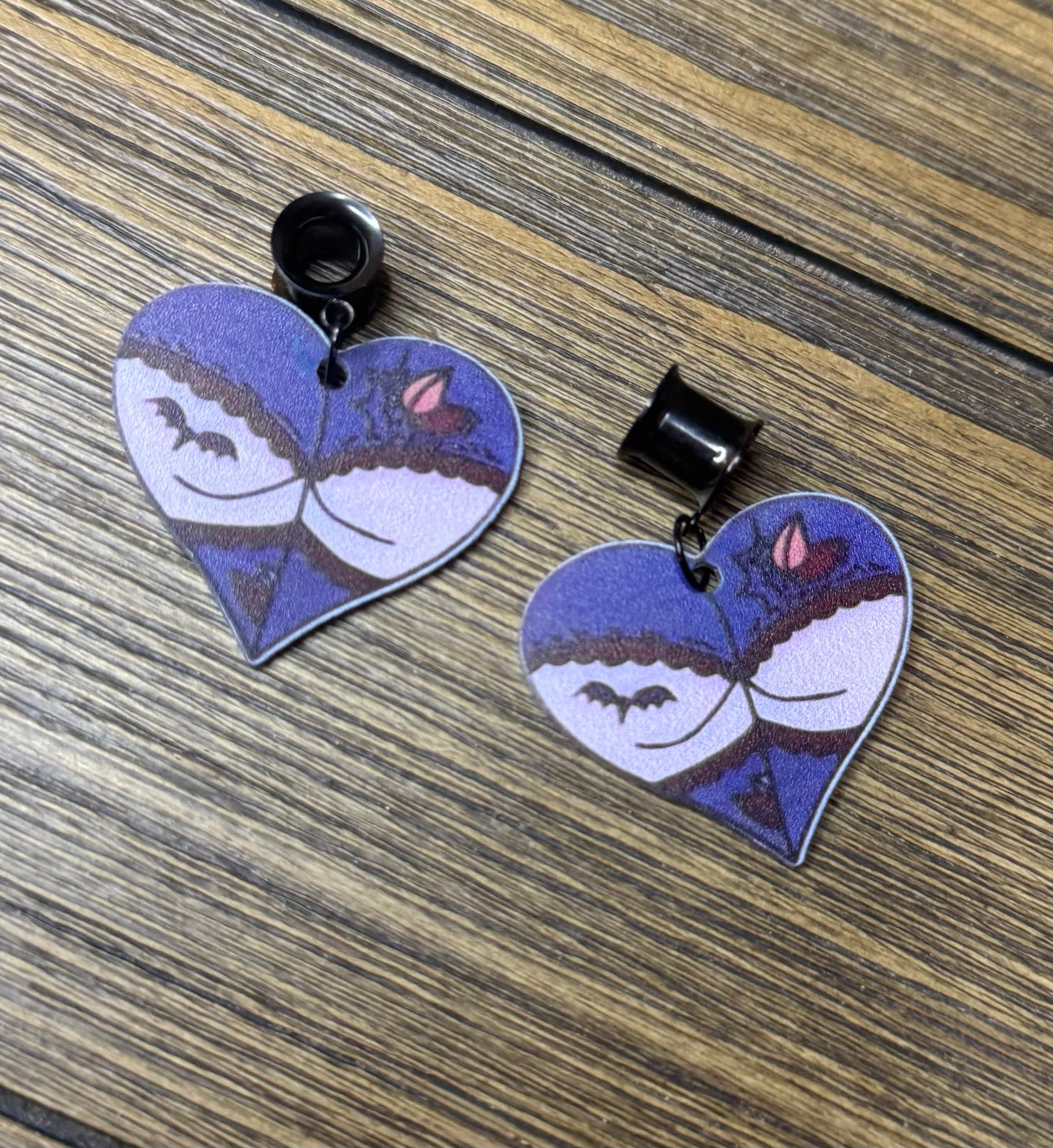 Goth Girl Butt Dangle Ear Tunnels
